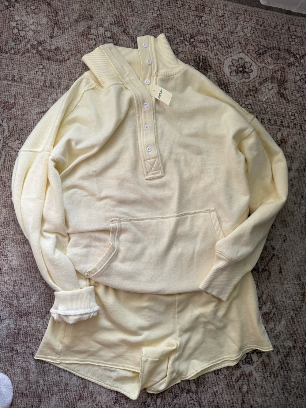 aerie Button-Neck Pullover Sweater + short set